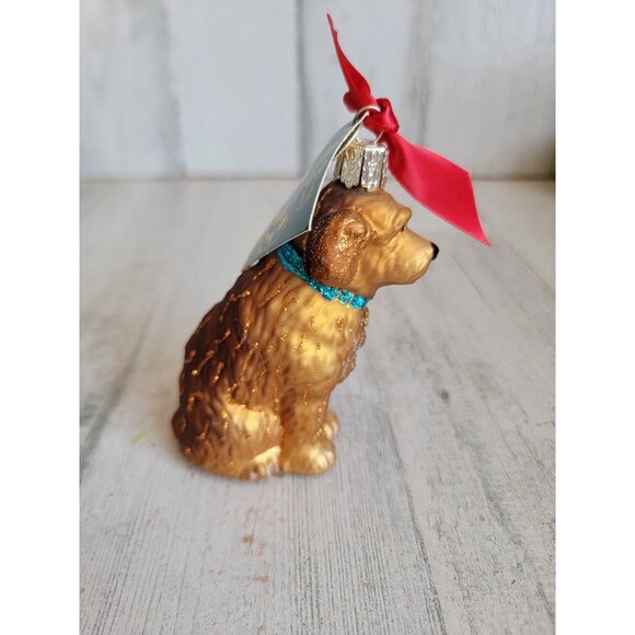 Old world Christmas Irish doodle dog glass ornament Xmas glitter - Picture 2 of 5